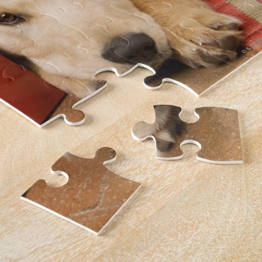 Welpen mit Weihnachtsgeschenk Puzzle (Seite)