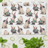 Welpen-Möpse| strebendes Unicorn-Muster Geschirrtuch (Gefaltet)