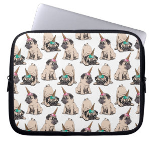 Welpen-Möpse strebendes Unicorn-Muster Laptopschutzhülle
