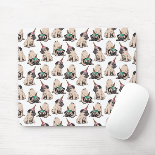 Welpen-Möpse| strebendes Unicorn-Muster Mousepad (Mit Mouse)