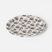 Welpen-Möpse| strebendes Unicorn-Muster Pappteller (Schrägansicht)