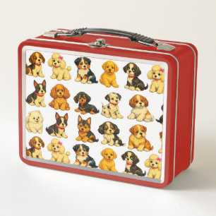 Welpen-Muster Metall-Lunchbox Metall Brotdose