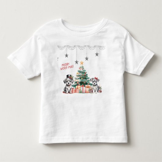 Welpen neben Weihnachtsbaum Kleinkind T-shirt (Vorderseite)