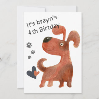 Welpen niedlicher Hund 4. Geburtstag Einladungen