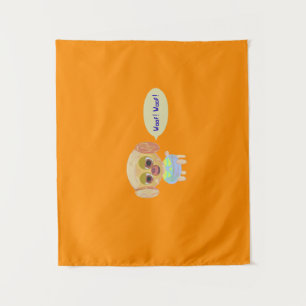 Welpen Orange Wandteppich