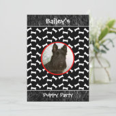 Welpen-Party-HundeAnsammlungs-Gewohnheits-Foto Einladung (Stehend Vorderseite)