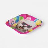 Welpen-Party-Teller | Pinke Ballonparty Pappteller (Gewinkelt)