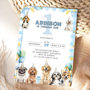 Welpen rufen alle Party-Tiere zum 1. Geburtstag Einladung