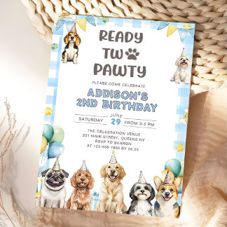 Welpen rufen alle Party-Tiere zum 2. Geburtstag Einladung