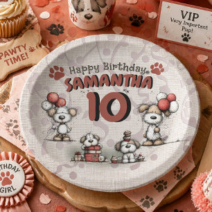 Welpen Rustikaler 10. Geburtstag eines kleinen Mäd Pappteller
