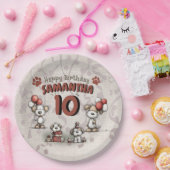 Welpen Rustikaler 10. Geburtstag eines kleinen Mäd Pappteller (Party)