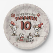 Welpen Rustikaler 10. Geburtstag eines kleinen Mäd Pappteller (Vorderseite)