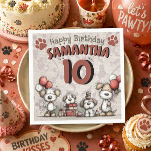 Welpen rustikaler 10. Geburtstag eines kleinen Mäd Serviette