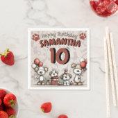 Welpen rustikaler 10. Geburtstag eines kleinen Mäd Serviette (Beispiel)