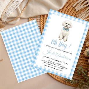 Welpen-Schic Blaue Schleife Jungen-Baby-Party Einladung