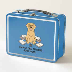 Welpen Schriftsteller Golden Retriever Neuheit Dun Metall Brotdose