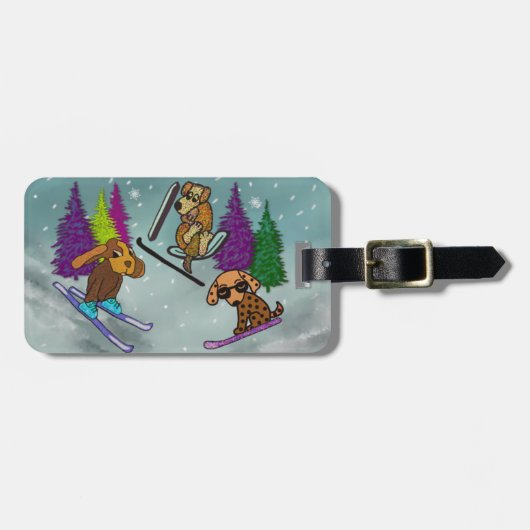 Welpen-Ski-Ferien Gepäckanhänger (Vorderseite horizontal)