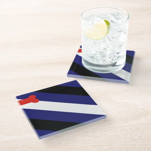 Welpen-Spiel-Stolz Glasuntersetzer (Schrägansicht)