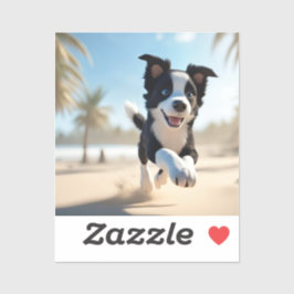 Welpen spielen am Strand Aufkleber