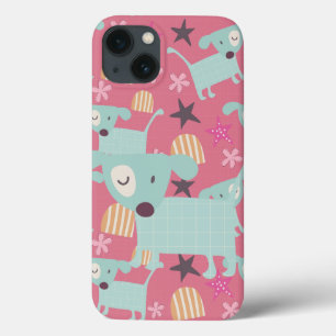 Welpen, Sterne und Blume iPhone 13 Hülle