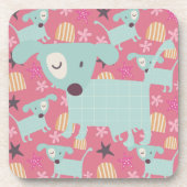 Welpen, Sterne und Blume Getränkeuntersetzer (Vorderseite)