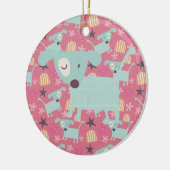 Welpen, Sterne und Blume Keramik Ornament (Links)