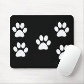 Welpen-Tatze druckt Weiß auf Schwarzem Mousepad (Mit Mouse)
