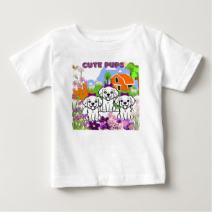 Welpen und Blume Baby T-shirt