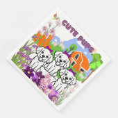 Welpen und Blume Papier Napkin Serviette (Ecke)