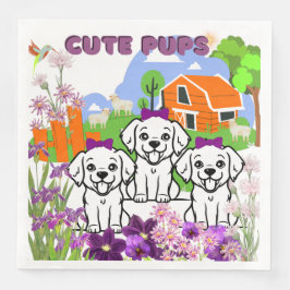 Welpen und Blume Papier Napkin Serviette
