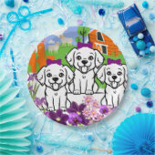 Welpen und Blume Pappteller (Party)