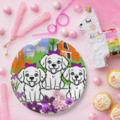 Welpen und Blume Pappteller (Party)