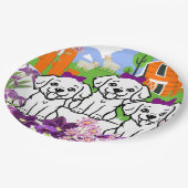 Welpen und Blume Pappteller (Schrägansicht)