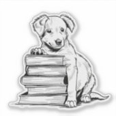 Welpen und Bücher Aufkleber (Vorderseite)