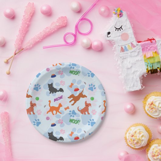 Welpen und Kätzchen Pappteller (Party)