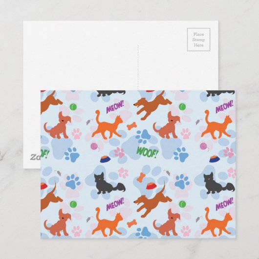 Welpen und Kätzchen Postkarte (Vorne/Hinten)