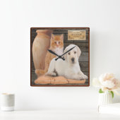 Welpen- und Kätzchen-Uhr Quadratische Wanduhr (Zuhause)