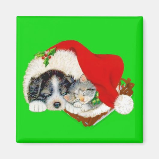 Welpen- und Kätzchen-Weihnachten Magnet (Vorne)