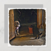 Welpen und Katzen. Mitteilungskarte (Vorne/Hinten)