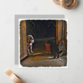 Welpen und Katzen. Mitteilungskarte (Vorderseite/Rückseite Beispiel)