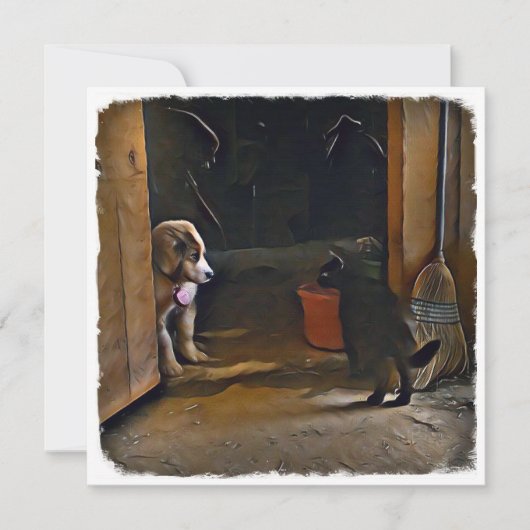 Welpen und Katzen. Mitteilungskarte (Vorderseite)