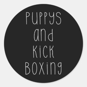 Welpen und Kickboxen Lustiges Hobby  Runder Aufkleber
