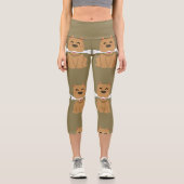 Welpen- und Knochenmuster Capri Leggings (Vorderseite)