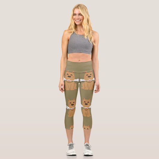 Welpen- und Knochenmuster Capri Leggings (Vorderseite)