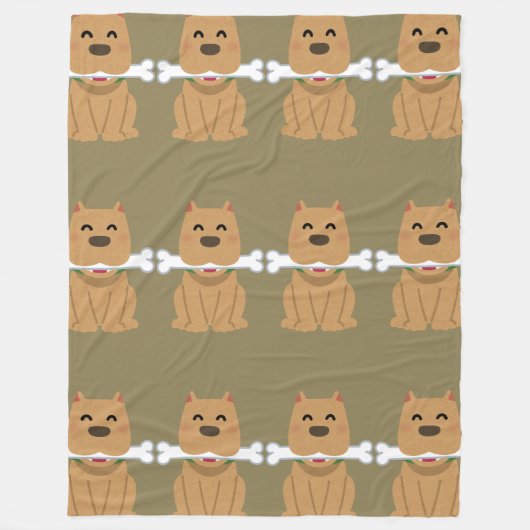 Welpen- und Knochenmuster Fleecedecke (Vorderseite)