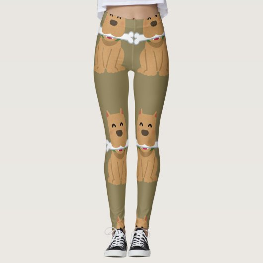 Welpen- und Knochenmuster Leggings (Vorderseite)