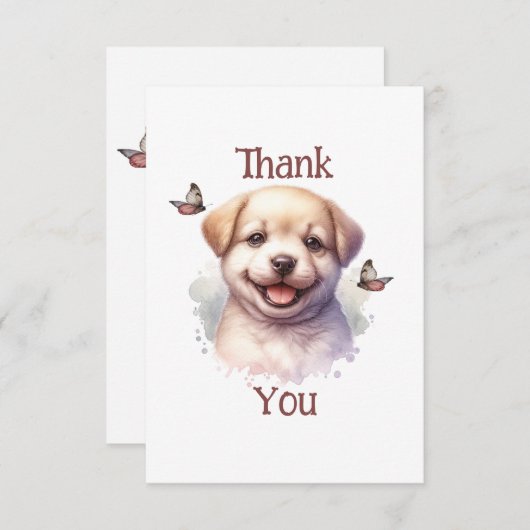 Welpen und Schmetterlinge Dankeskarte