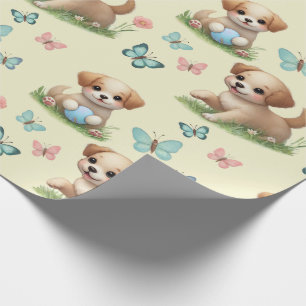 Welpen und Schmetterlinge Muster Baby Geschenkpapier