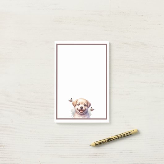 Welpen und Schmetterlinge Post-it Klebezettel (Auf Schreibtisch)