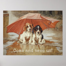 Welpen unter dem Regenschirm CC0867 Trood Poster